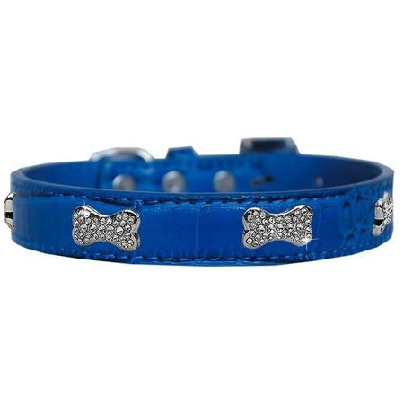 MIRAGE PET Mirage Pet 720-10 BLC12 Croc Crystal Bone Dog Collar; Blue - Size 12 720-10 BLC12